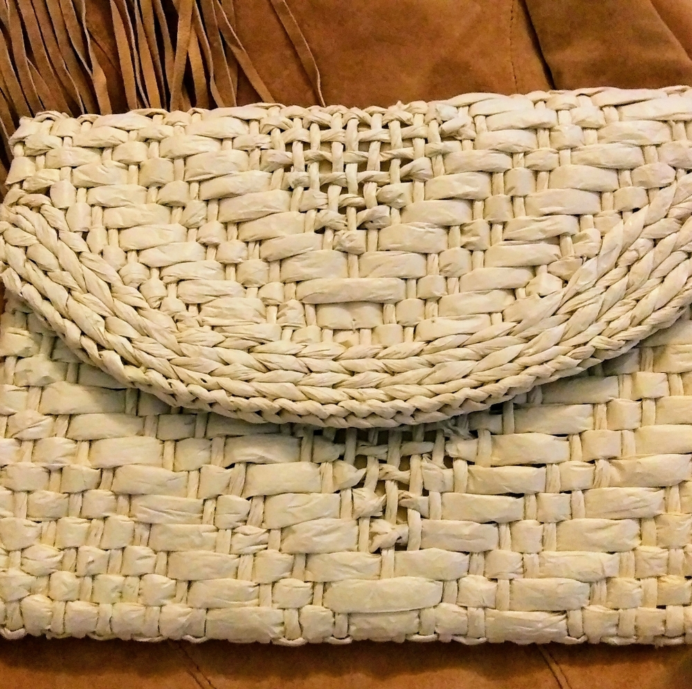 Banana Republic Cream Woven Clutch